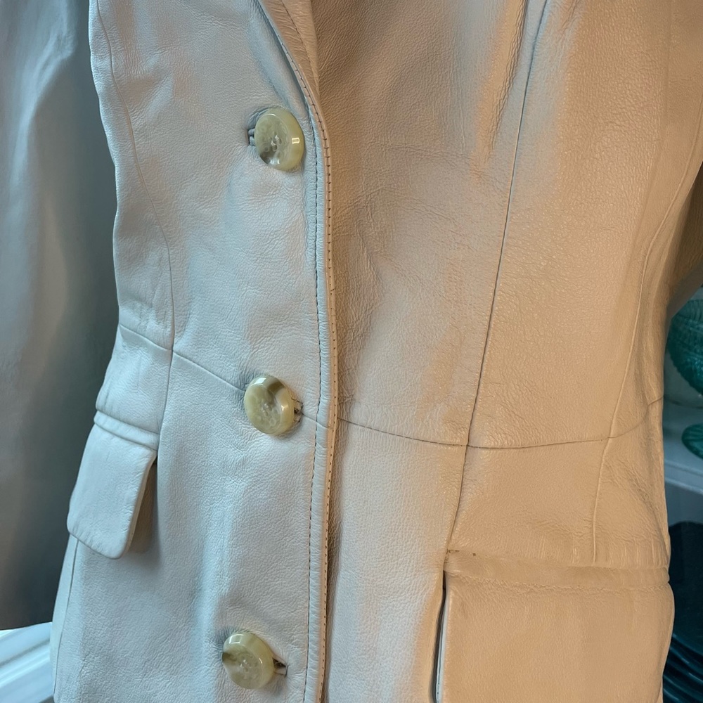 Terry Lewis Classic Luxuries Vintage White Leather Jacket XS - Picture 8 of 11